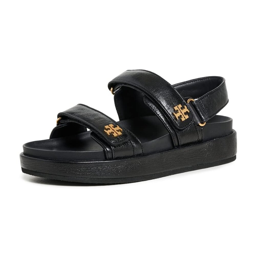 Tory Burch Women’s Kira Two Band Sport Sandals – Perfect Black, Size 8 New